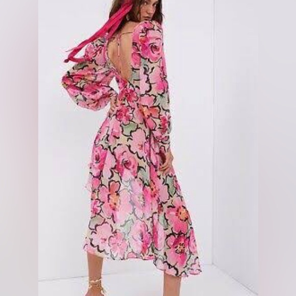 $260 NWOT For Love And Lemons “Tiana” Floral Asymmetrical Sheer Dress Sz Small - Picture 2 of 13